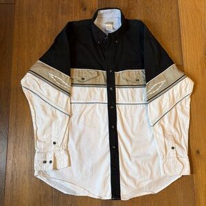 VINTAGE 90s Express Rider, Western Button Up Shirt, Embroidered, Large